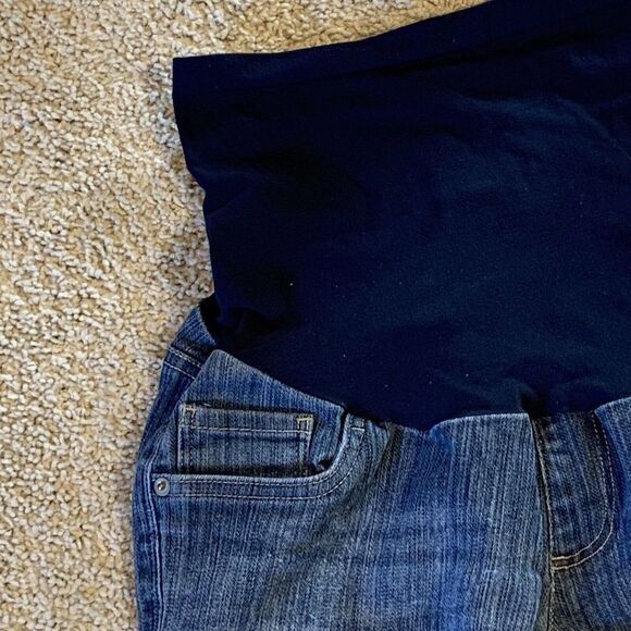Oh Baby by Motherhood Maternity Jeans Sz M Medium Capri Blue Full Belly Band - Picture 3 of 11
